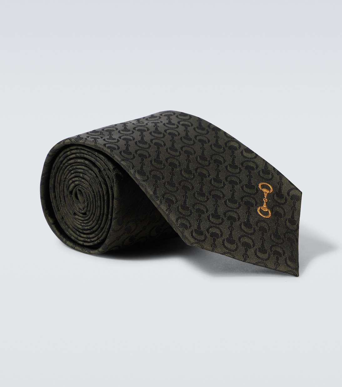 

Галстук из жаккардового шёлка с вышивкой Horsebit Gucci, Dark Green Bottle