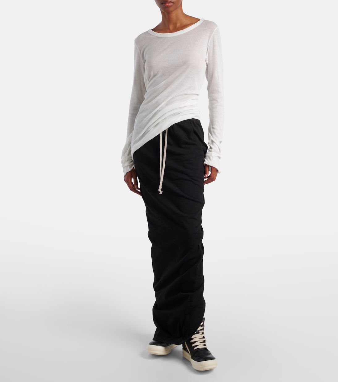 Кожаные кроссовки Geobasket Rick Owens, Black/Milk/Milk — фото 3