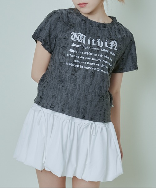 

Футболка с английским логотипом и эффектом потертости GORGE