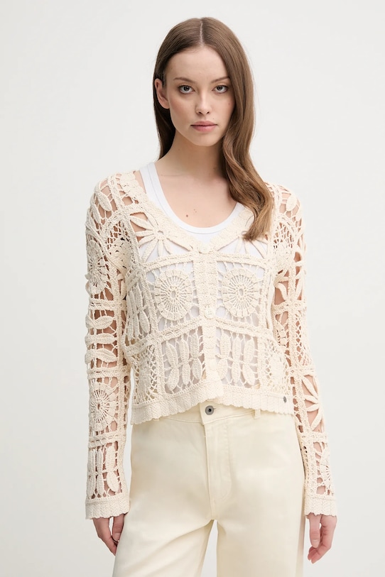 

Хлопковый кардиган Olympia Pepe Jeans, бежевый