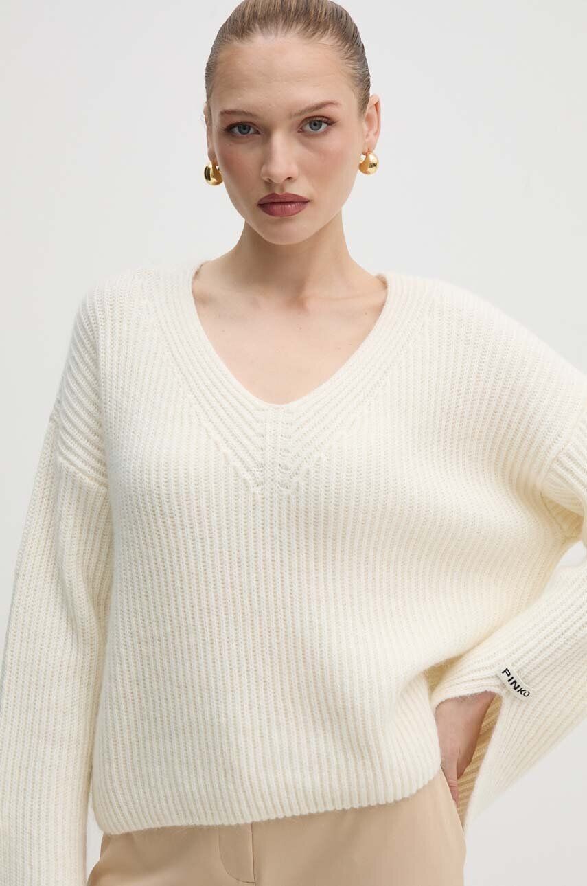 

Свитер Pinko из смесовой шерсти, бежевый