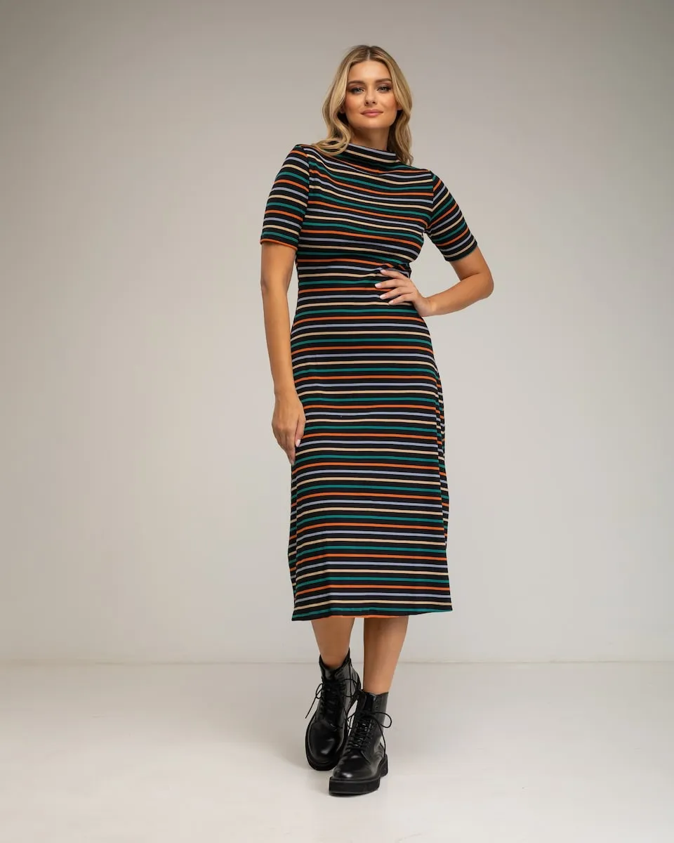 

Платье миди в полоску Tantra, черный/оранжевый