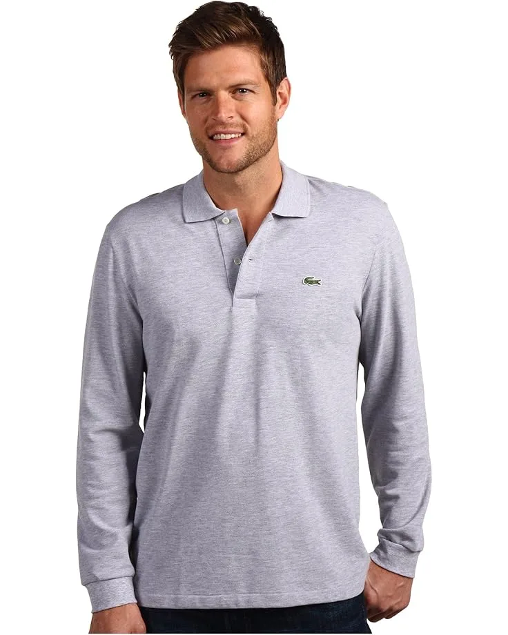 Поло Lacoste Long Sleeve Classic Chine Pique Polo Shirt, Silver Grey Chine