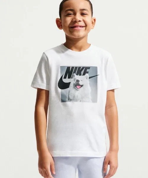 Детская футболка NIKE YTH NSW с фотопринтом, белая