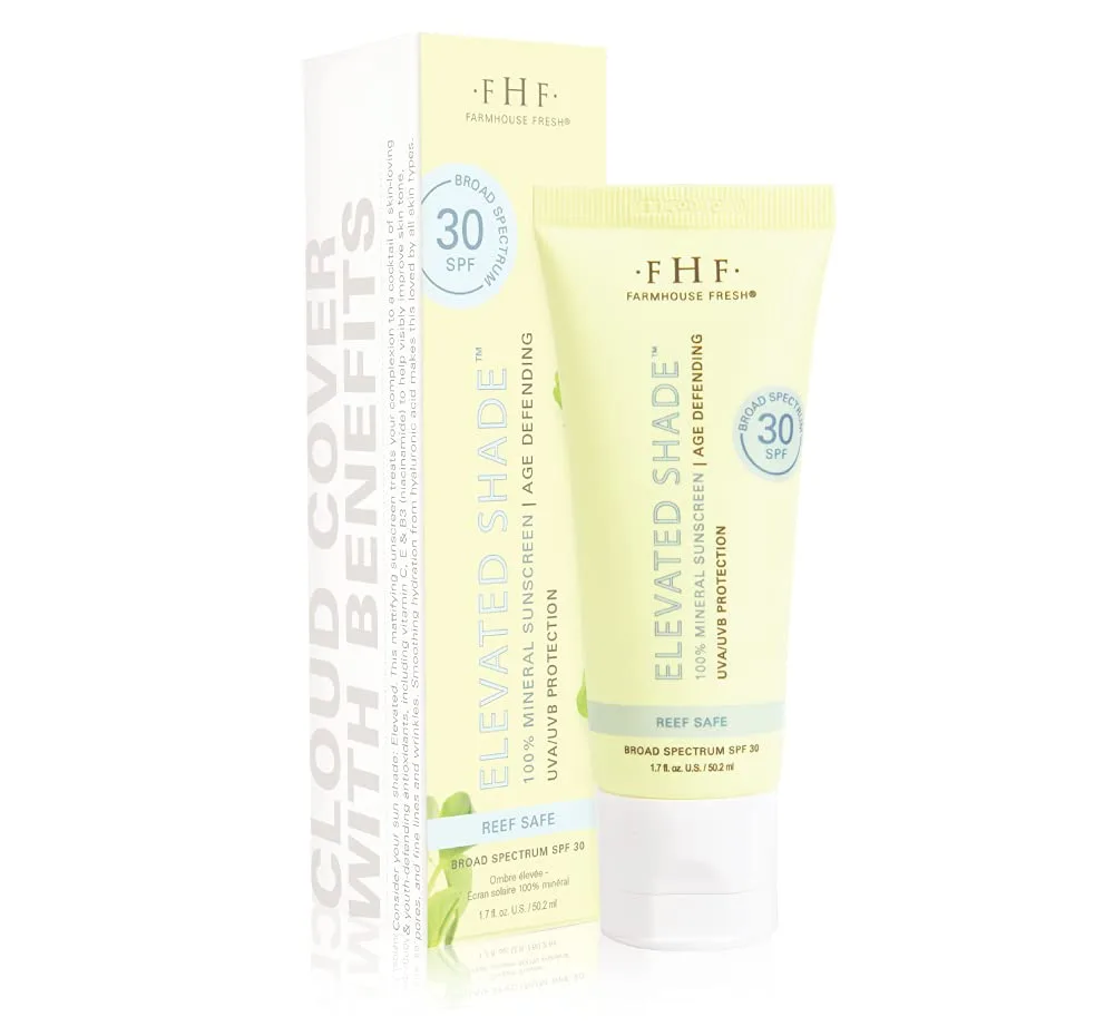 Солнцезащитный крем FarmHouse Fresh Elevated Shade Age-Defending на 100% минеральной основе, 1,7 жидких унций.