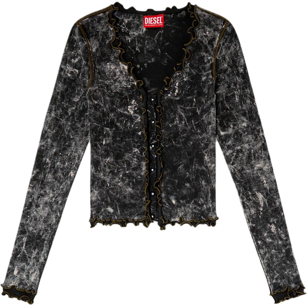 

Футболка T Flux с мраморным принтом и пуговицами DIESEL, черный