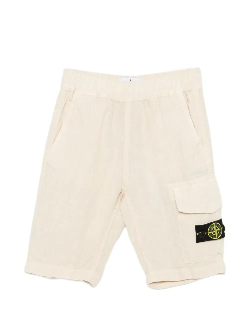 Шорты с нашивкой-логотипом и карманами Stone Island Junior, бежевый