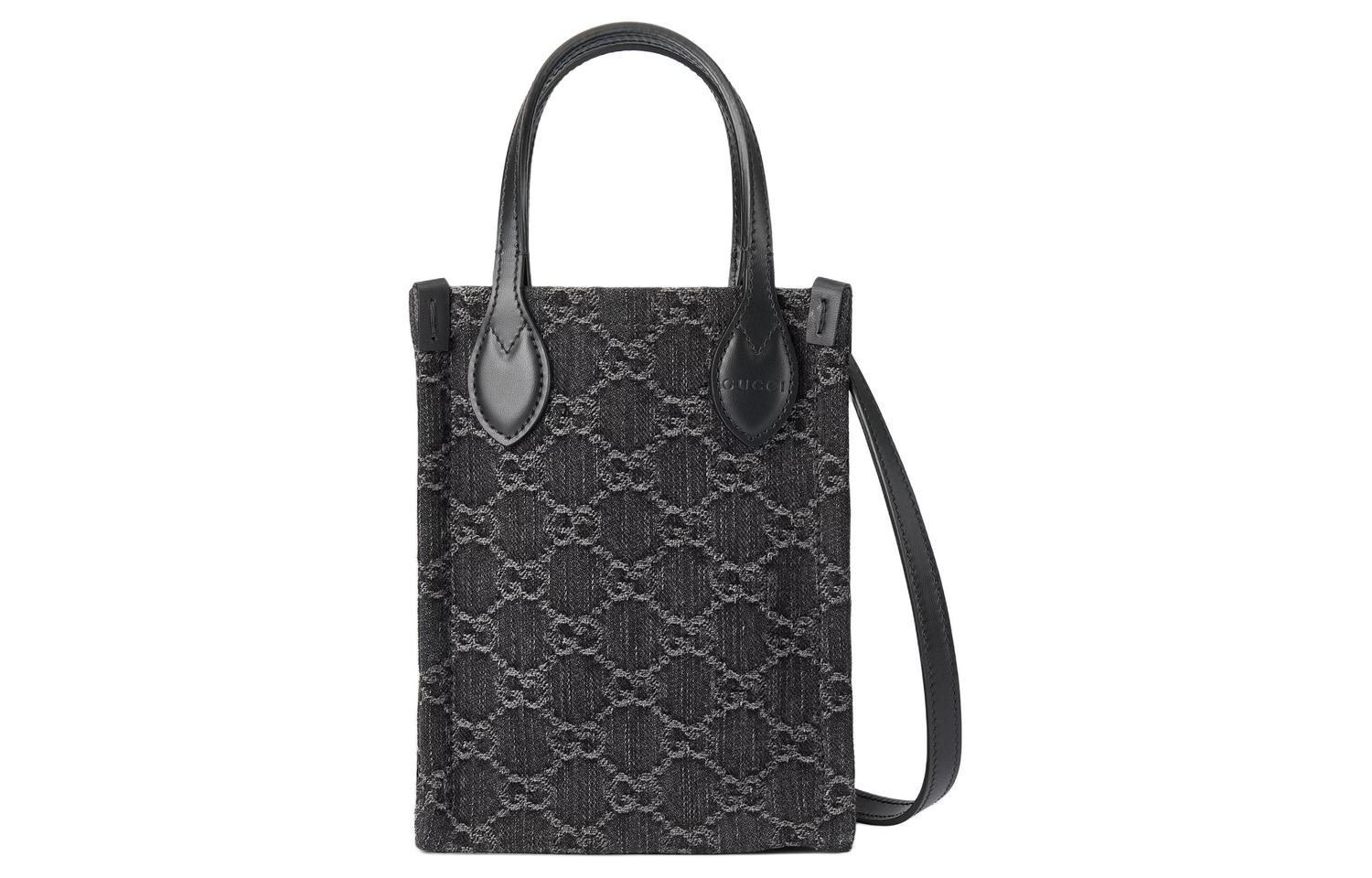 

GUCCI Сумка через плечо Ophidia Denim, кросс-боди, мини-сумка женская Gray & Black