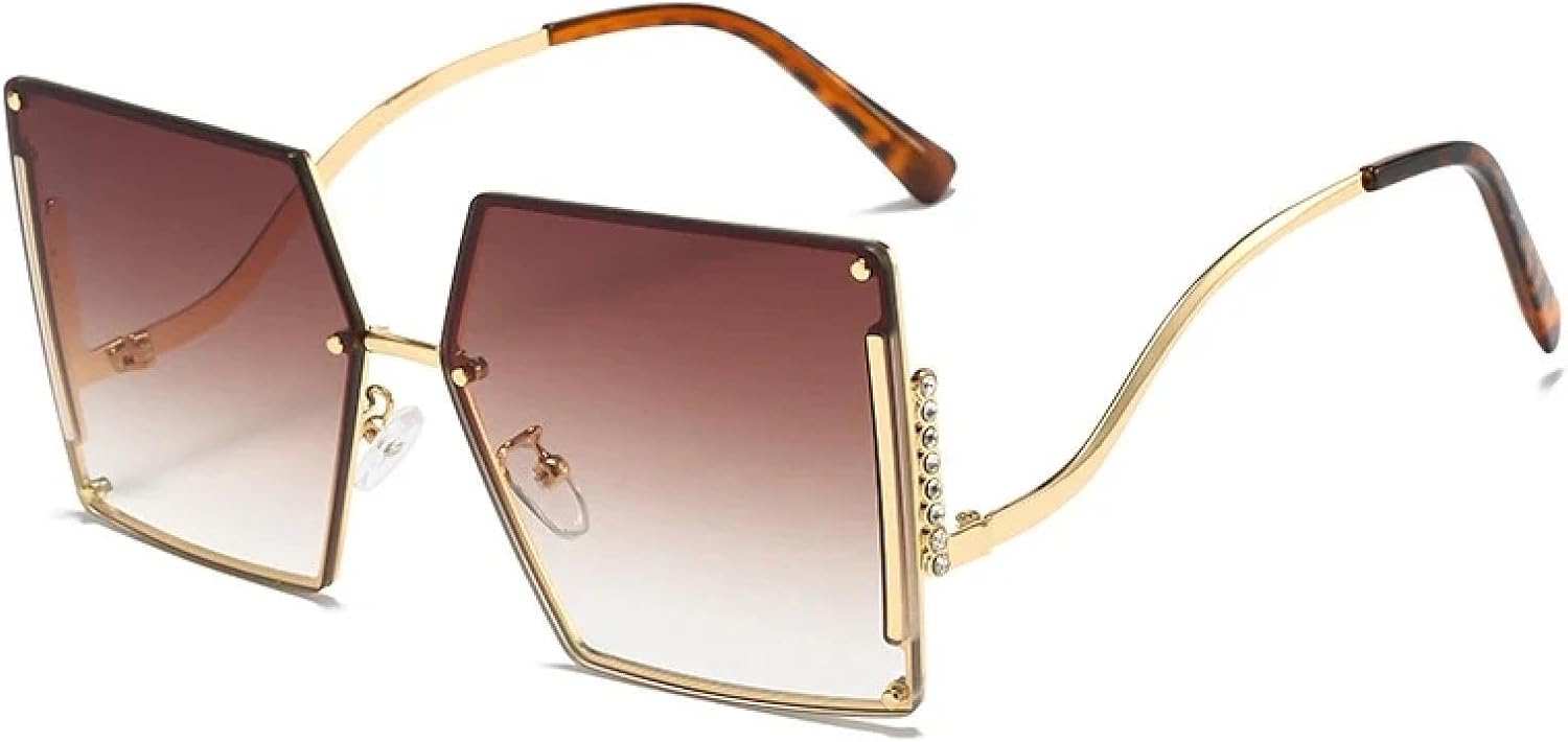 

Роскошные безободковые металлические солнцезащитные очки для женщин и мужчин в винтажном стиле, летние дорожные солнцезащитные очки с защитой от УФ-излучения UV400 TKKTLLT, Gold Gradient Tea