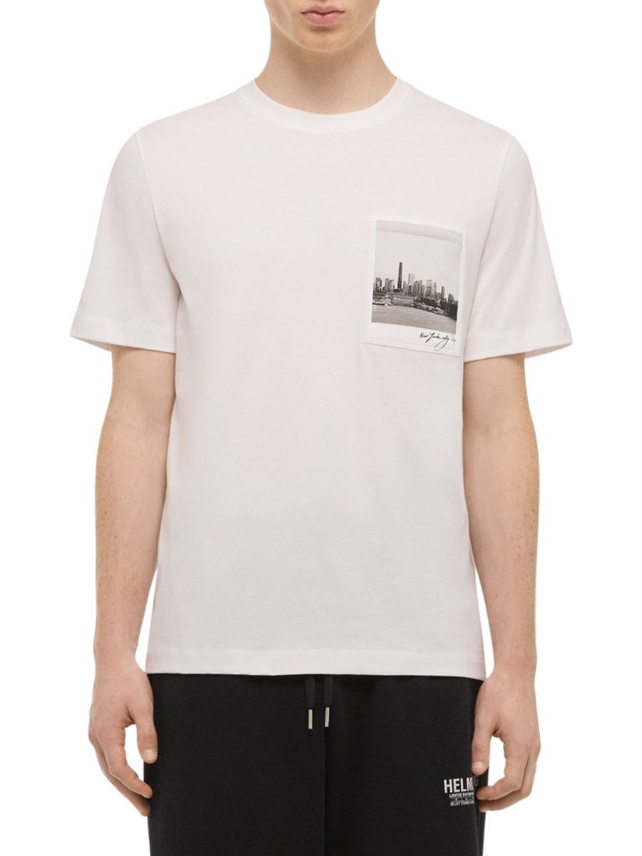 

Футболка свободного кроя из хлопка с принтом открытки Helmut Lang, белый