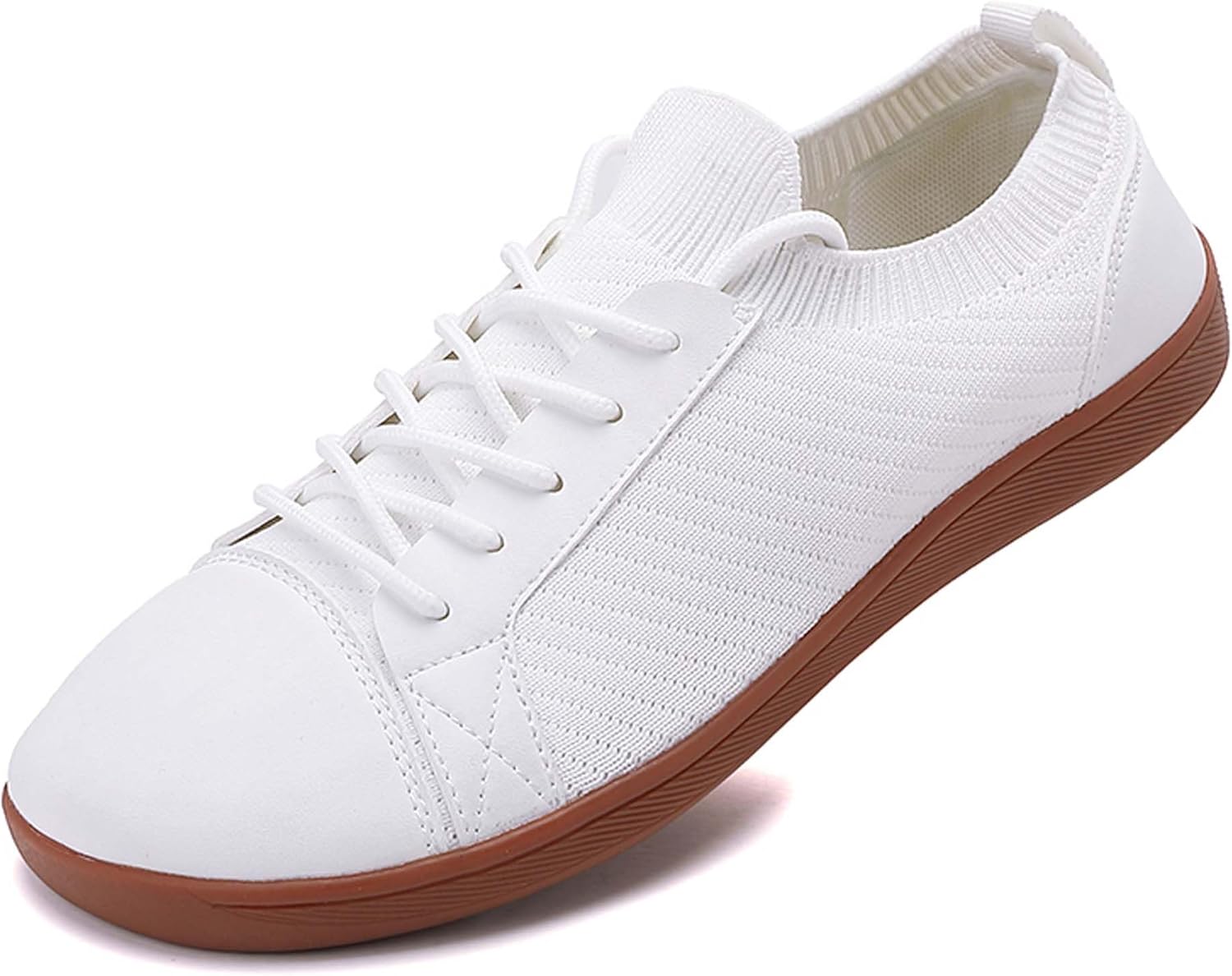 

Мужские премиальные повседневные кроссовки для ходьбы, с широкой передней частью, кожаные с вставками из сетки, модные плоские туфли, обувь для вождения, для прогулок на улице, легкие, дышащие, удобные, мягкие, противоскользящие Vtiao, белый