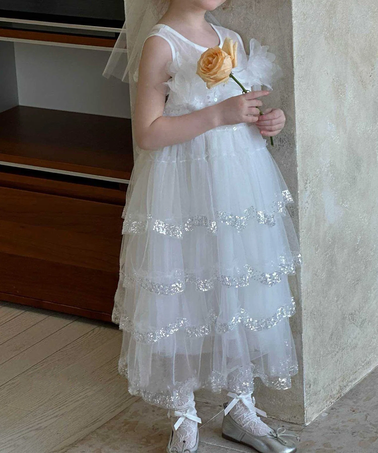 Многоярусное платье Aimoha Kids, white