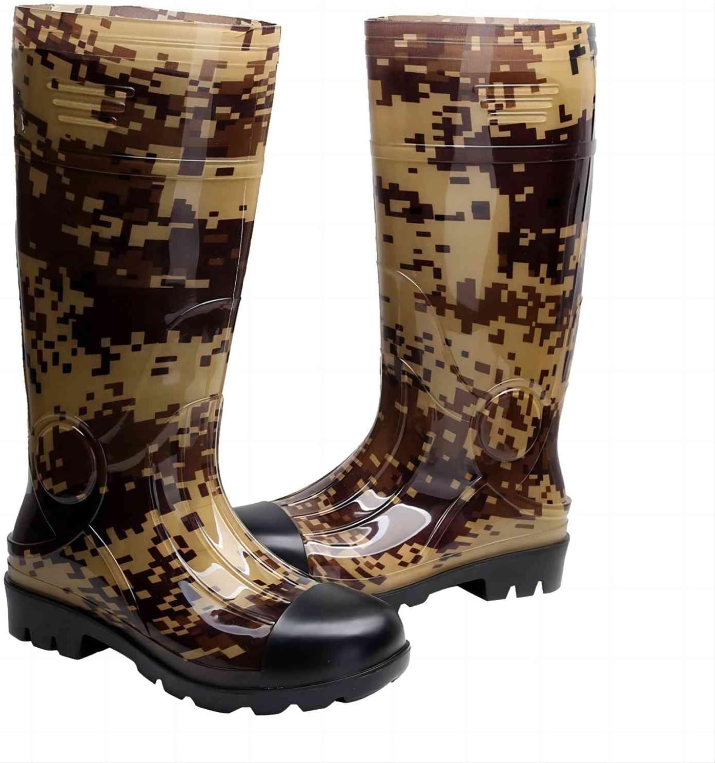 

Мужские резиновые сапоги по колено с камуфляжным узором, водонепроницаемые резиновые сапоги для сада, мужская дождливая обувь, размер Kontai, желтый