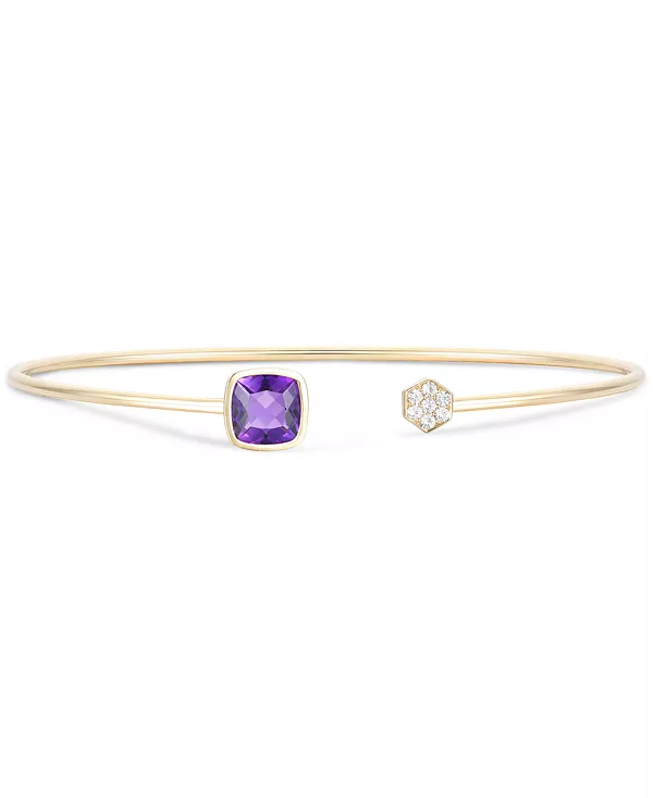 

Браслет-Манжета из проволоки с аметистами (1-3/8 карата tw) и бриллиантами (1/10 карата tw) из 10-каратного золота (также с голубым топазом) Macy'S, amethyst