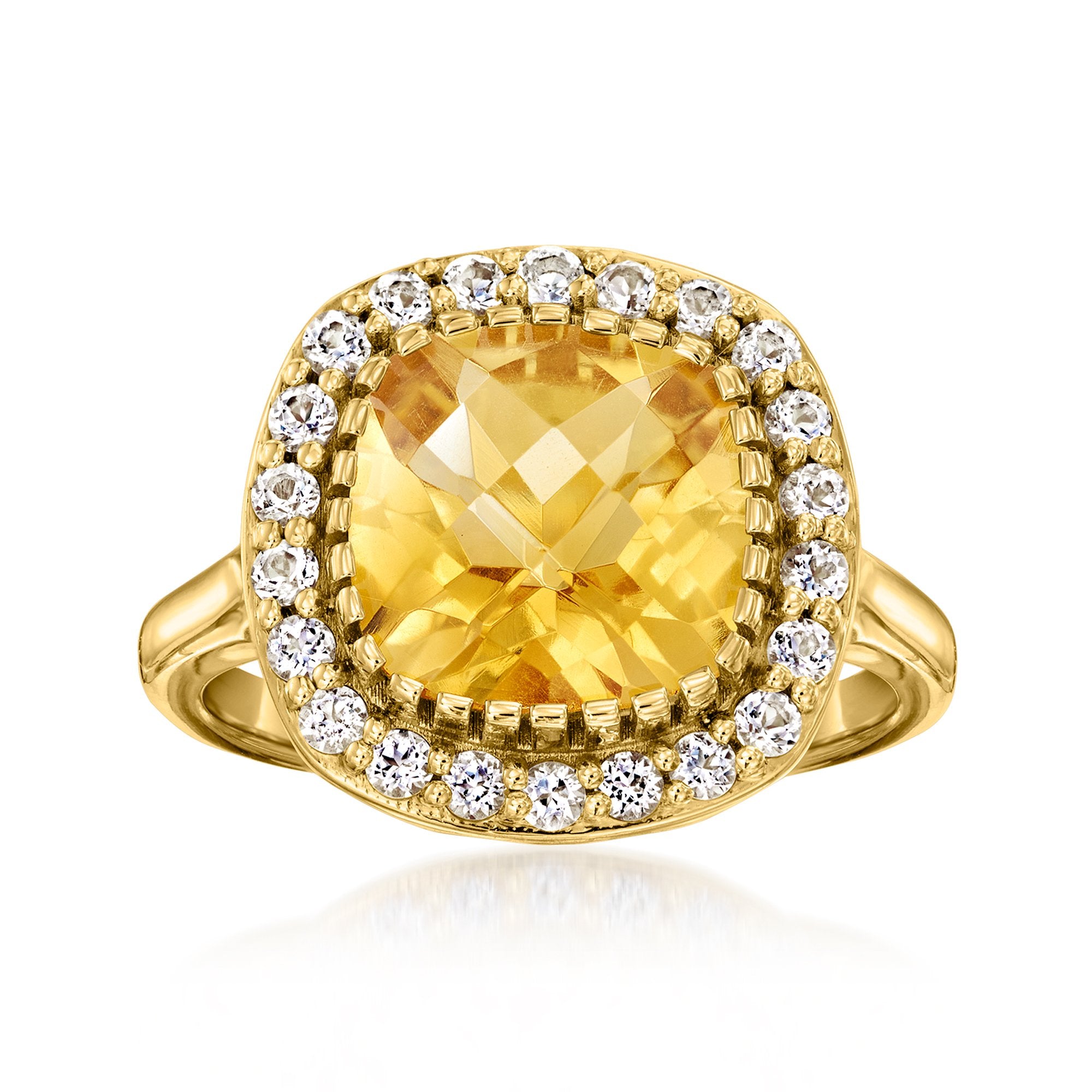 

Кольцо Ross-Simons с цитрином и белым топазом из 18-каратного золота поверх стерлингового серебра Ross-Simons, желтый