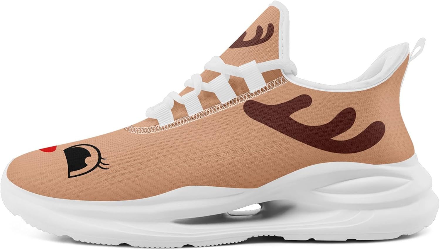 

Рождественские кроссовки для мужчин и женщин, легкие спортивные с сеткой, праздничная обувь для тренировок, зала и тенниса Onegam, белый/коричневый