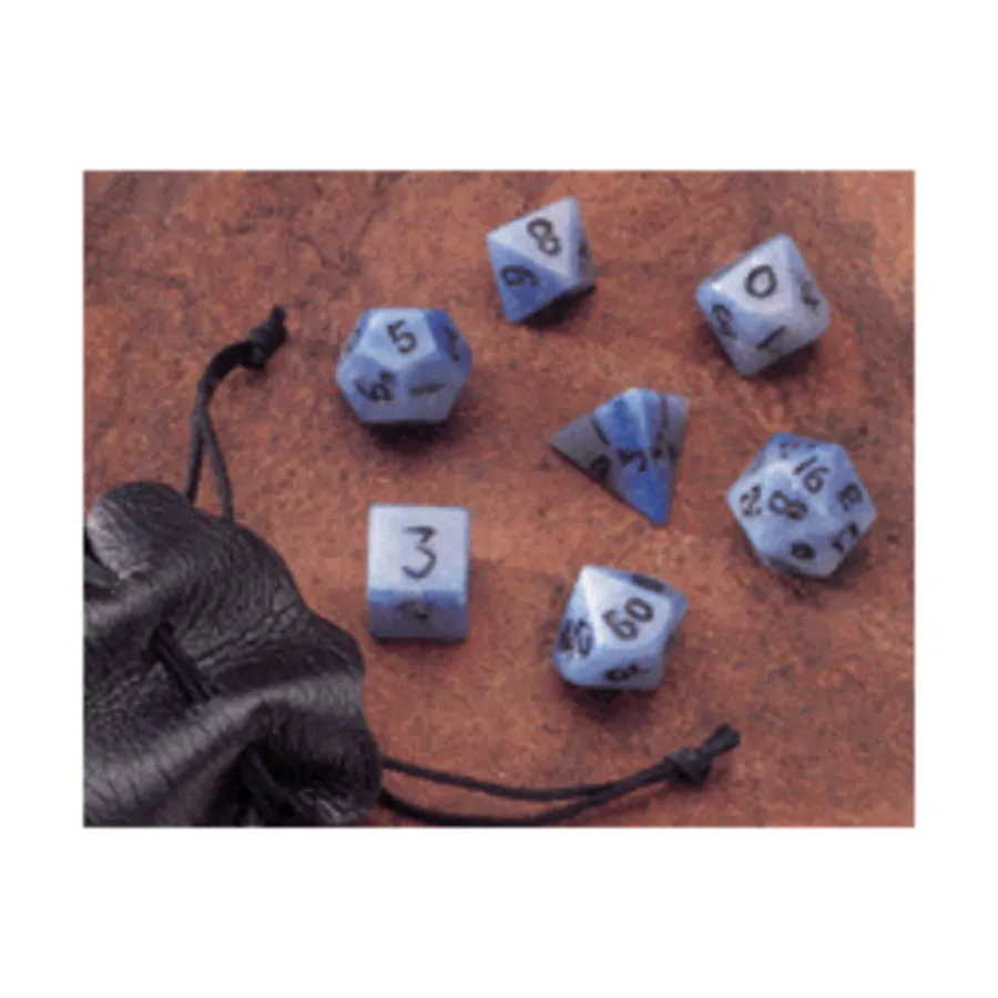 

Синяя яшма 14мм (набор из 7 шт.) с чехлом, Dwarven Stones - Dice Carved From Real Stone - 14mm