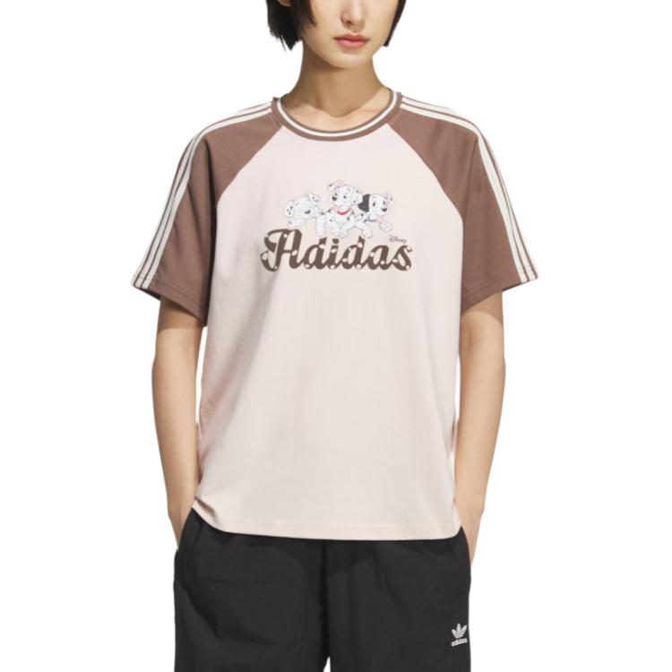 Футболка Disney SS25 с рукавом реглан женская Adidas Originals, оливковый — фото 2
