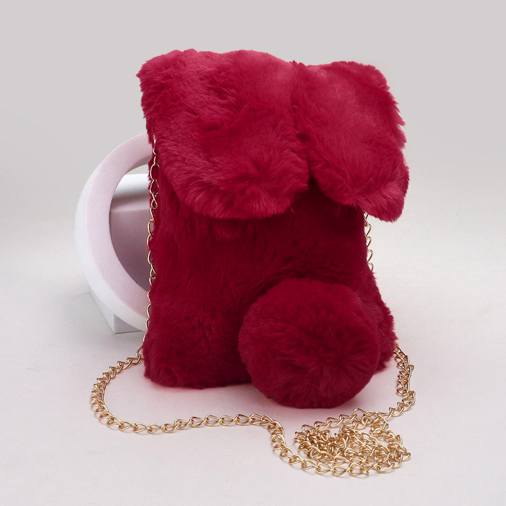 

Сумка-клатч / сумка через плечо из искусственного меха в виде кролика FASHNZFAB, Burgundy