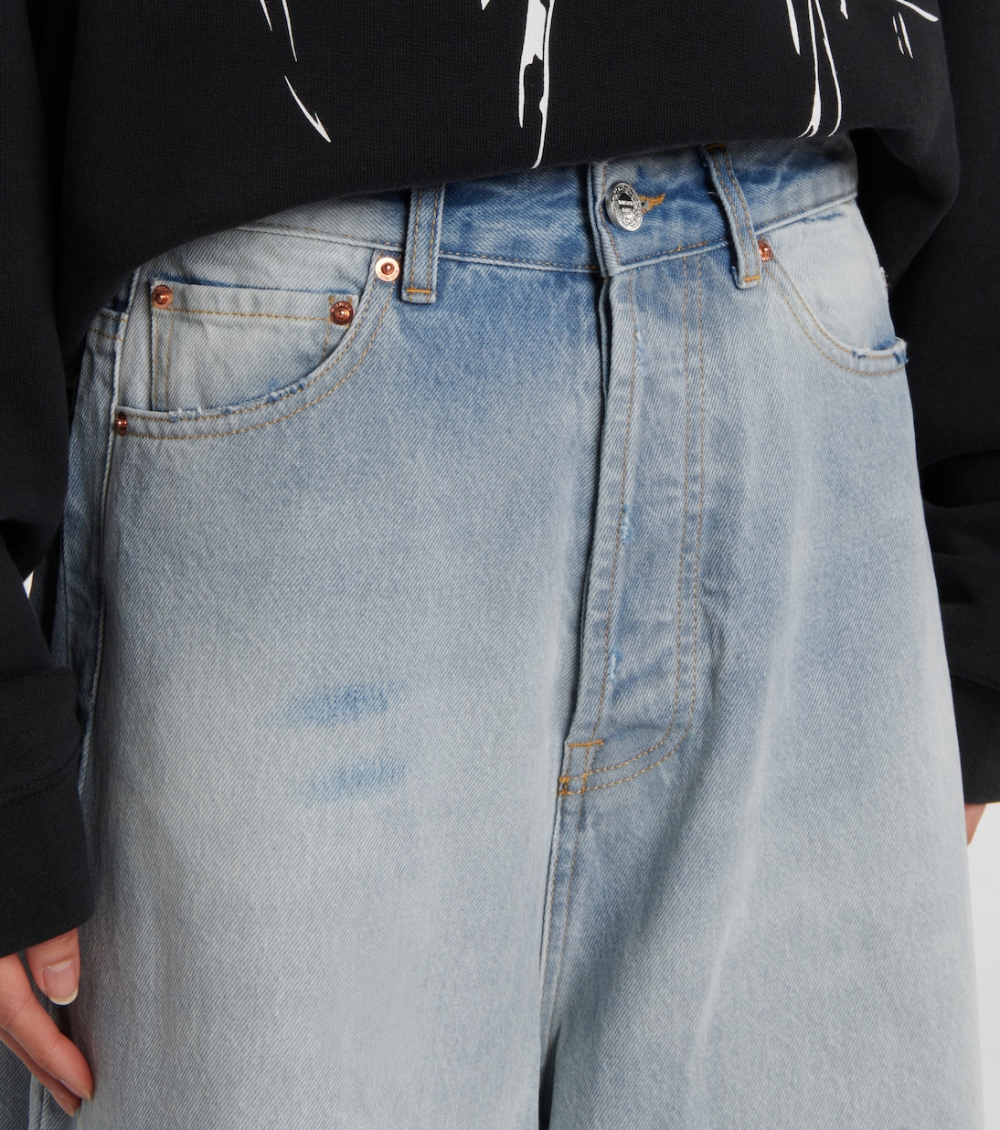 Джинсы оверсайз с широкими штанинами Vetements, светло-синий — фото 4