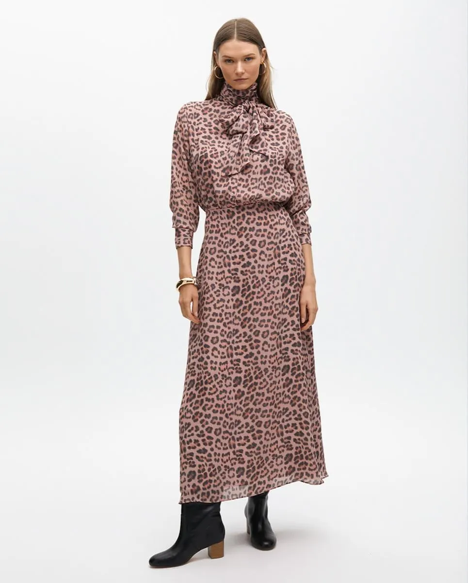 

Женское платье с анималистичным принтом и шнуровкой на шее Lola Casademunt, розовый