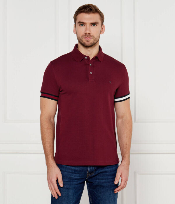 

Футболка-поло Tommy Hilfiger Flag Slim Fit, бургундия