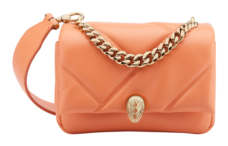 Сумка Serpenti Cabochon Calfskin, плечевая сумка, кросс-боди мини женская Orange BVLGARI, Box(Set+Box) — фото 2