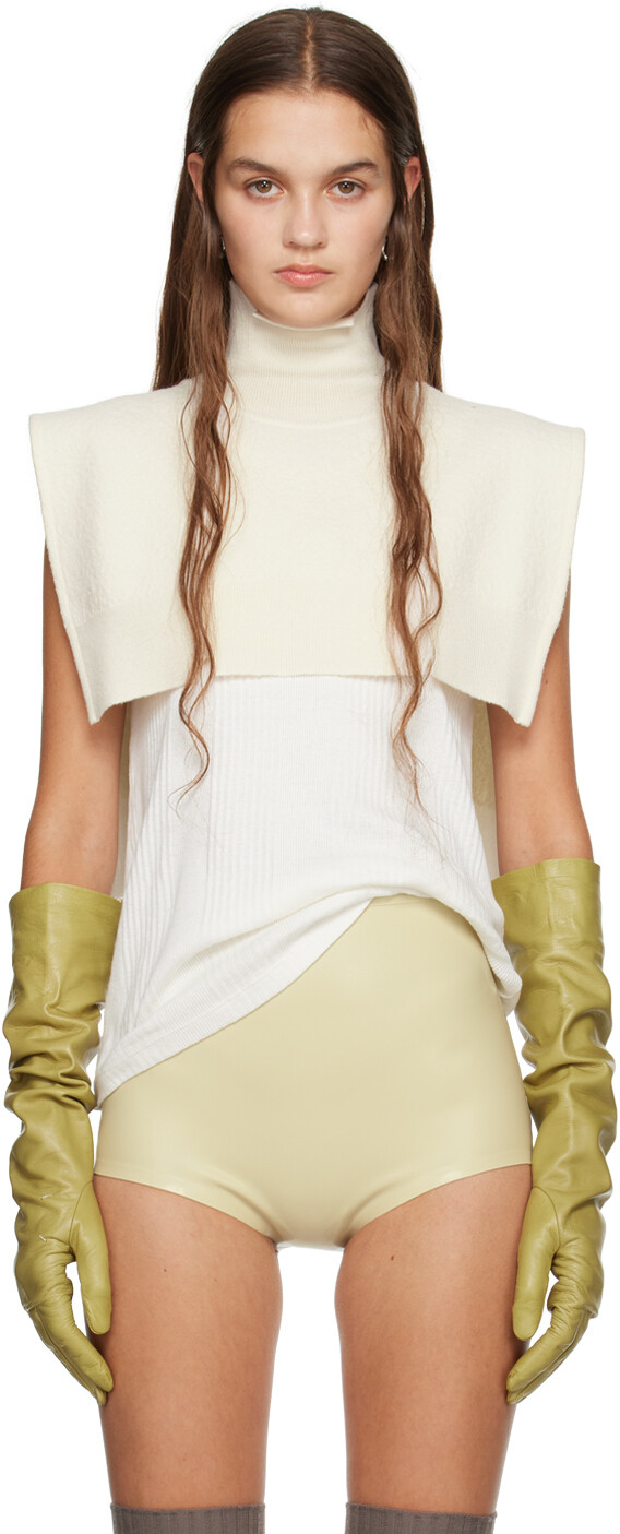 

Белоснежный жилет с воротником-стойкой MM6 Maison Margiela