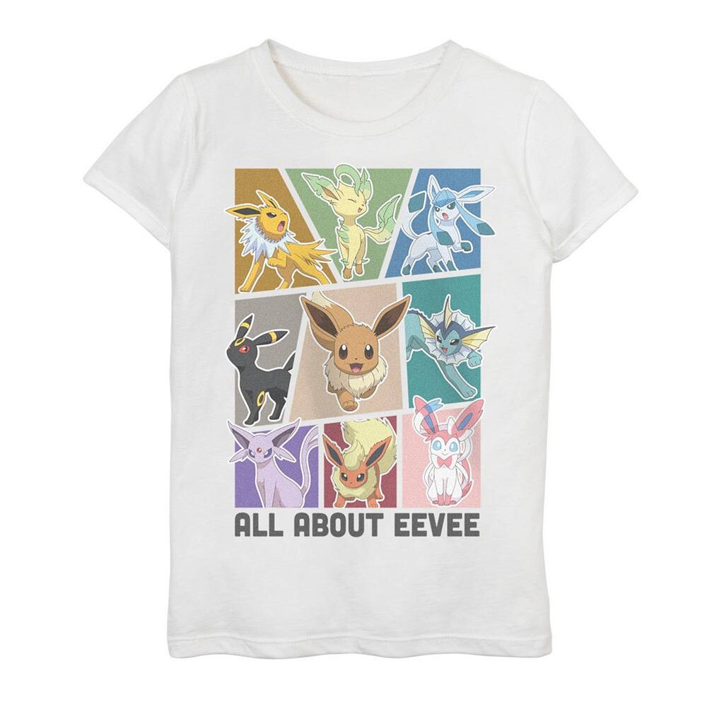 

Футболка Pokemon All About Eevee Evolutions для девочек 7–16 лет Licensed Character, белый