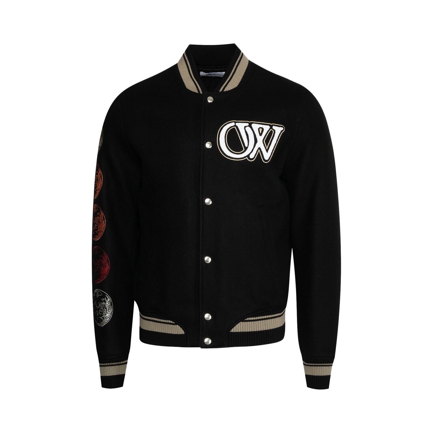 

Университетская куртка-бомбер Off-White Moon Phase, цвет Черный/Белый