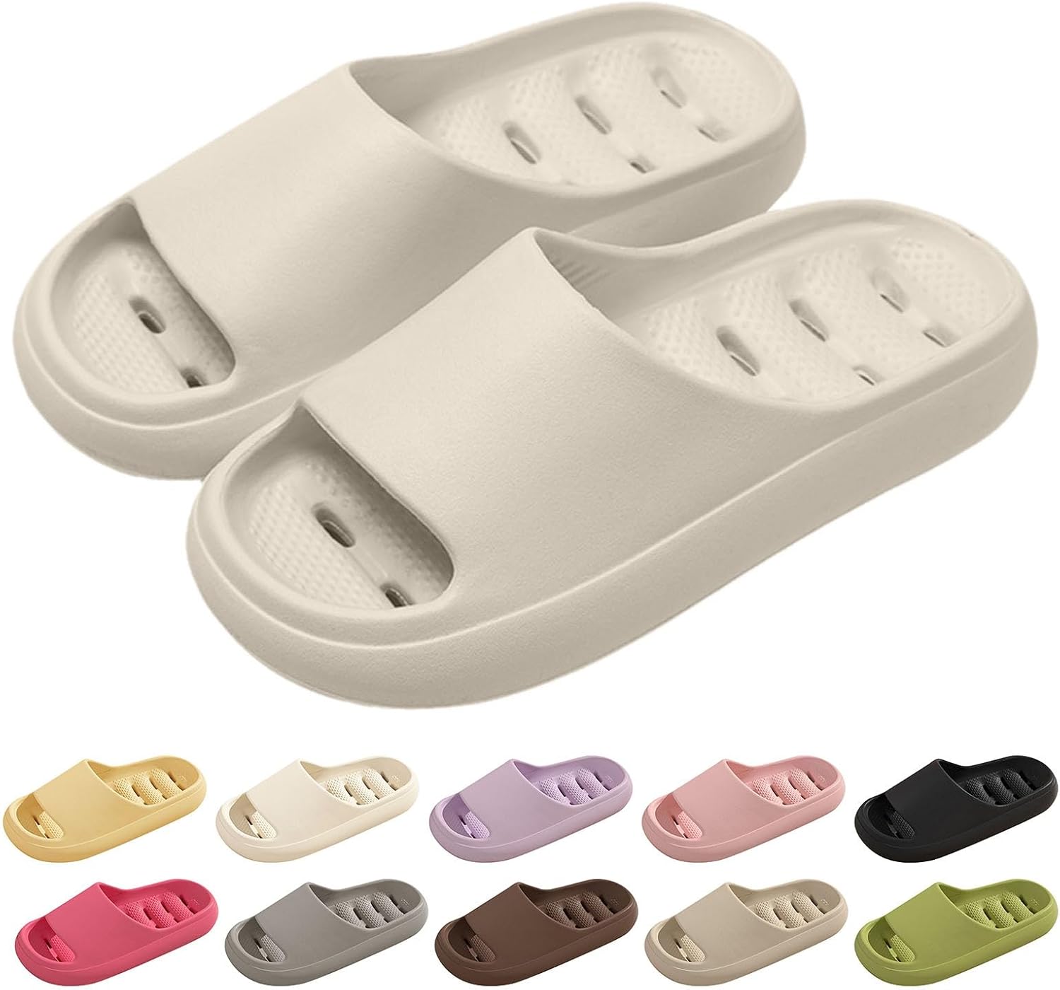 

Душевые тапочки для женщин и мужчин с массажным эффектом, мягкая амортизированная подошва - противоскользящие шлепанцы, быстро сохнущие сланцы, пляжные сандалии, переносные тапочки Generic, хаки