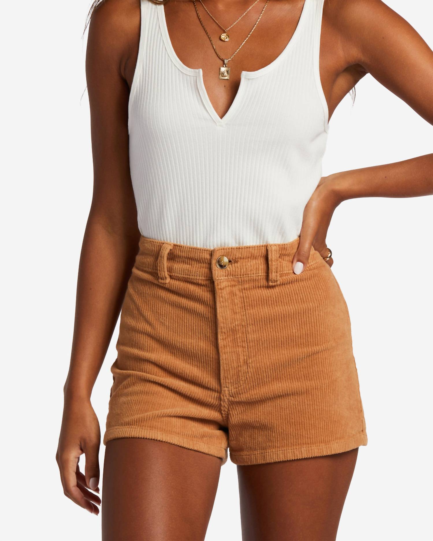 

Свободные высокие шорты из вельвета в коричневом цвете Billabong