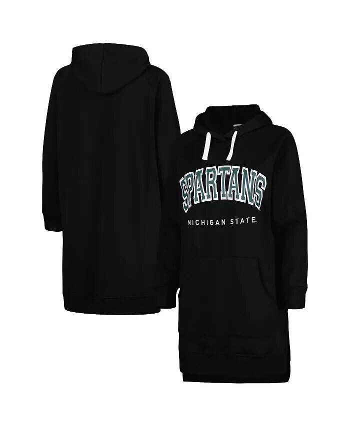 

Женское черное платье-свитшот с капюшоном и капюшоном реглан Michigan State Spartans Take a Knee Gameday Couture