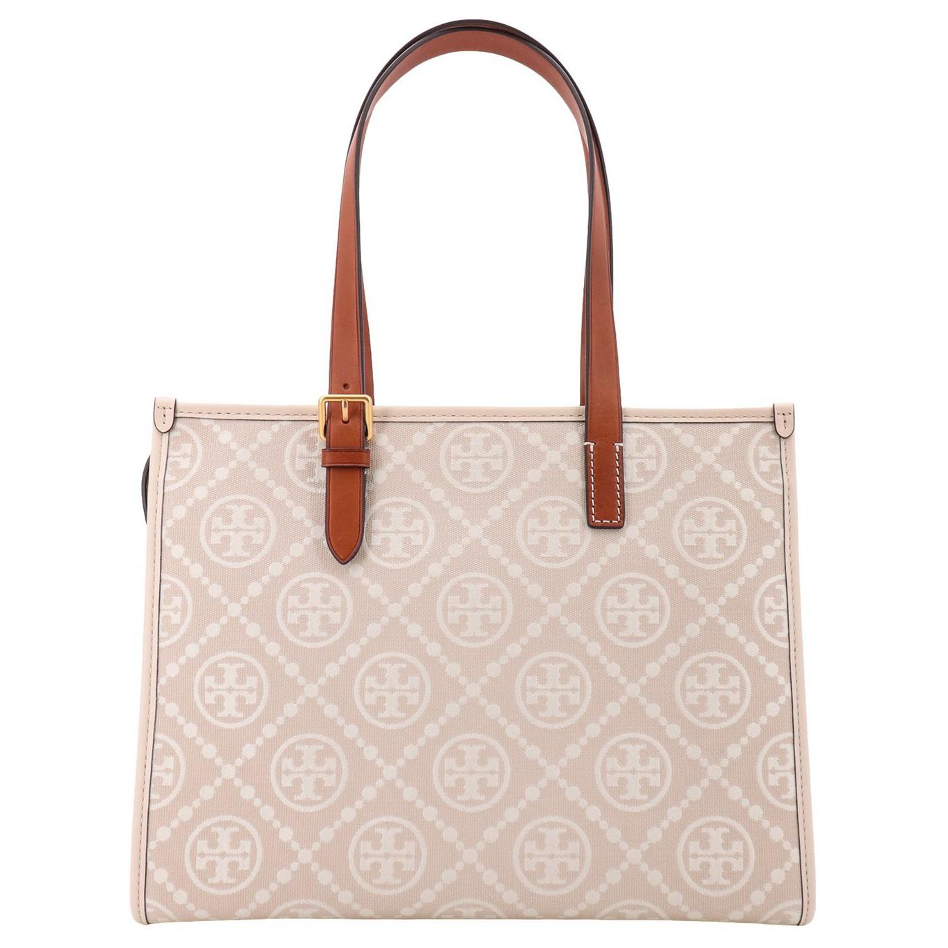 

T Monogram Полиэстер Сумка-шоппер, Сумка для покупок, Маленькая женская сумка через плечо слоновая кость белый TORY BURCH