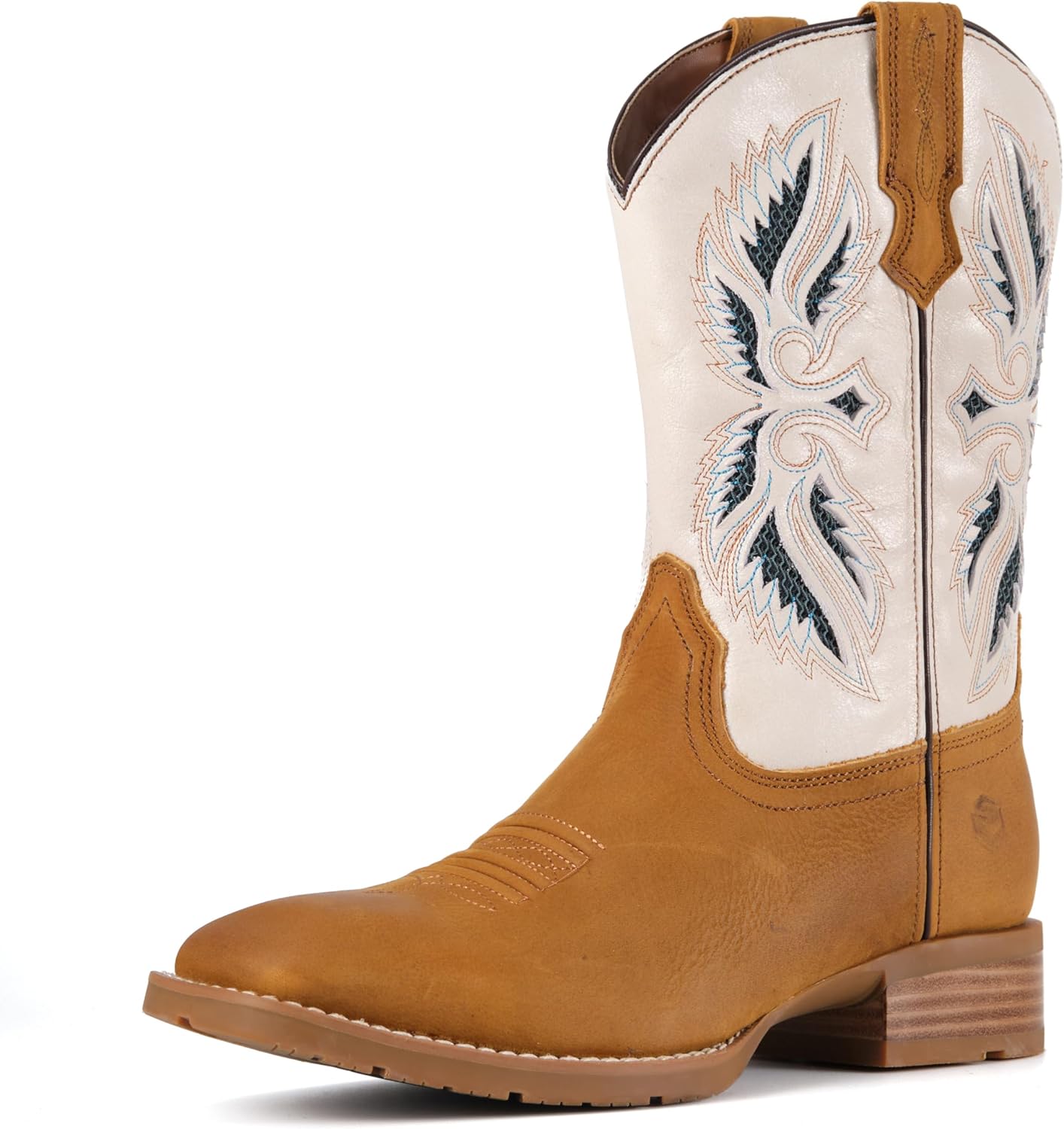 

Ковбойские сапоги SUREWAY с художественными вырезами, мужские сапоги с квадратным носком из кожи полного зерна, маслоустойчивые и противоскользящие, прочные сапоги Wellington на 25 см для мужчин, белый