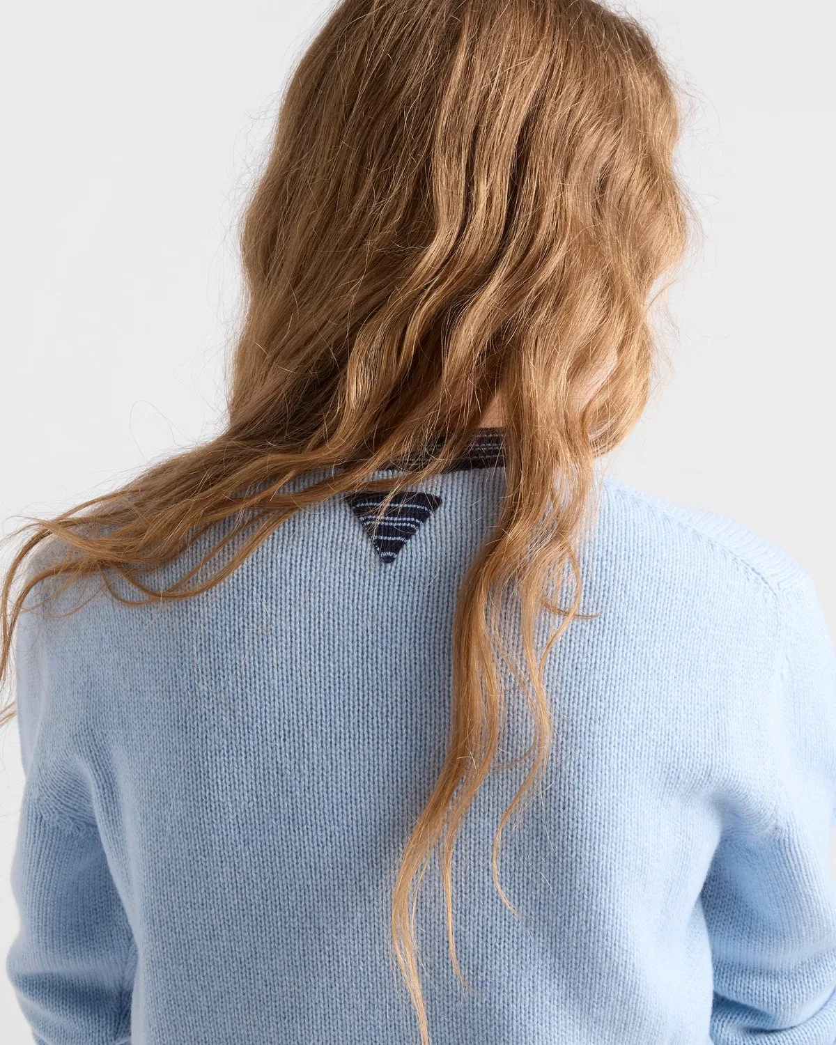 Кашемировый свитер с круглым вырезом Prada, голубой — фото 3