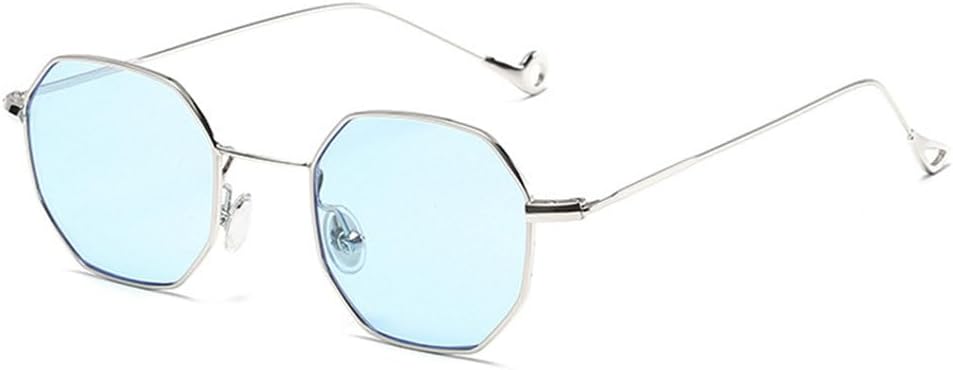 

Солнцезащитные очки с зеркальной оправой в металлической рамке 2027 года для женщин, классические шестиугольные прозрачные солнцезащитные очки для мужчин, модные MTZJH, Blue