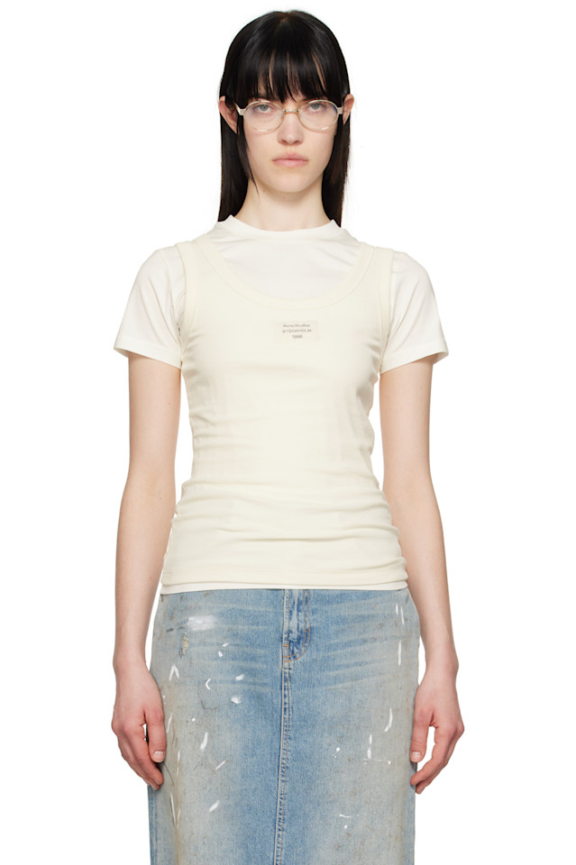 

Многослойная футболка Acne Studios, цвет off-white