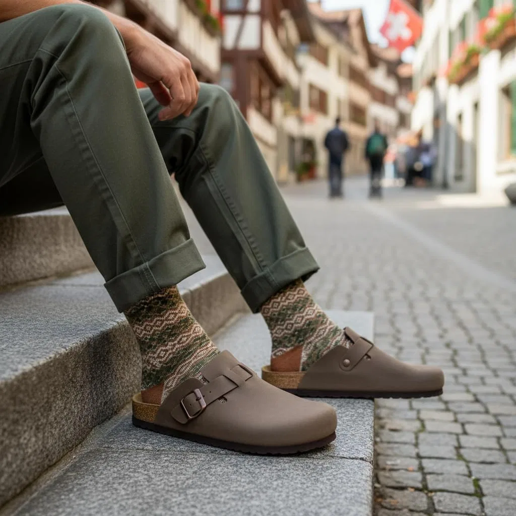 Мужские сабо CUSHIONAIRE Haze с пробковой стелькой и комфортом, Brown Nubuck Leather — фото 2