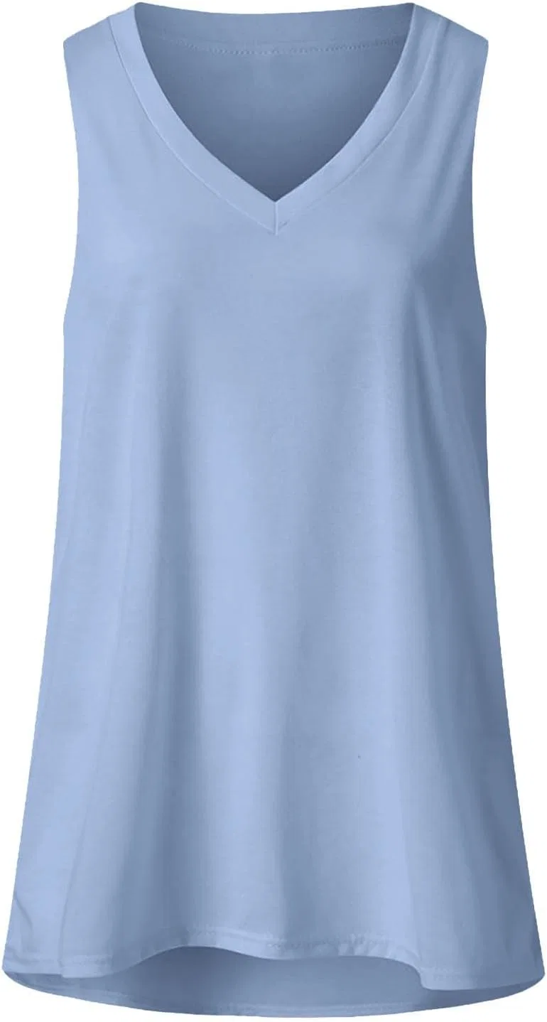 Женский топ без рукавов V-образным вырезом, Light Blue — фото 3
