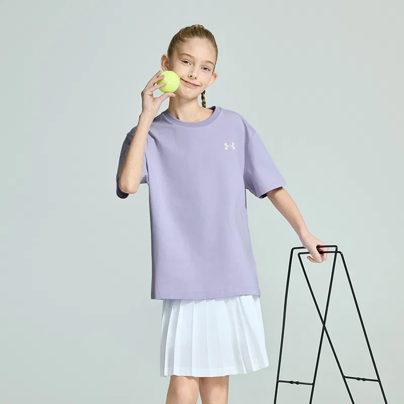 Детская футболка с круглым вырезом, средней растяжимости Under Armour, Lavender Purple — фото 4