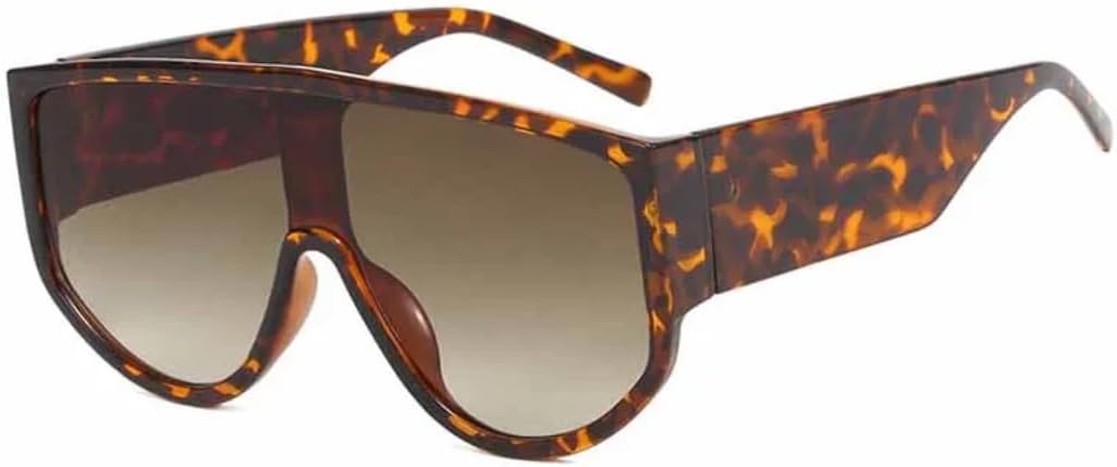 

Крупные популярные солнцезащитные очки для женщин в стиле ретро-панк с прозрачными линзами, мужские солнцезащитные очки с защитой от УФ-излучения UV400, класса люкс VVTWSSW, Leopard Tea