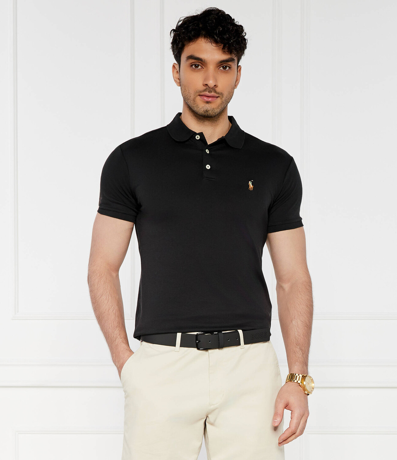 Поло POLO RALPH LAUREN Slim Fit, черный — фото 3