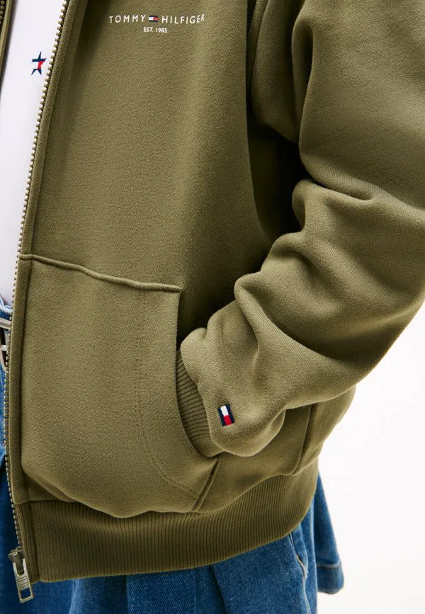 Толстовка на молнии из флиса с начесом и капюшоном Tommy Hilfiger, Battle Green — фото 4