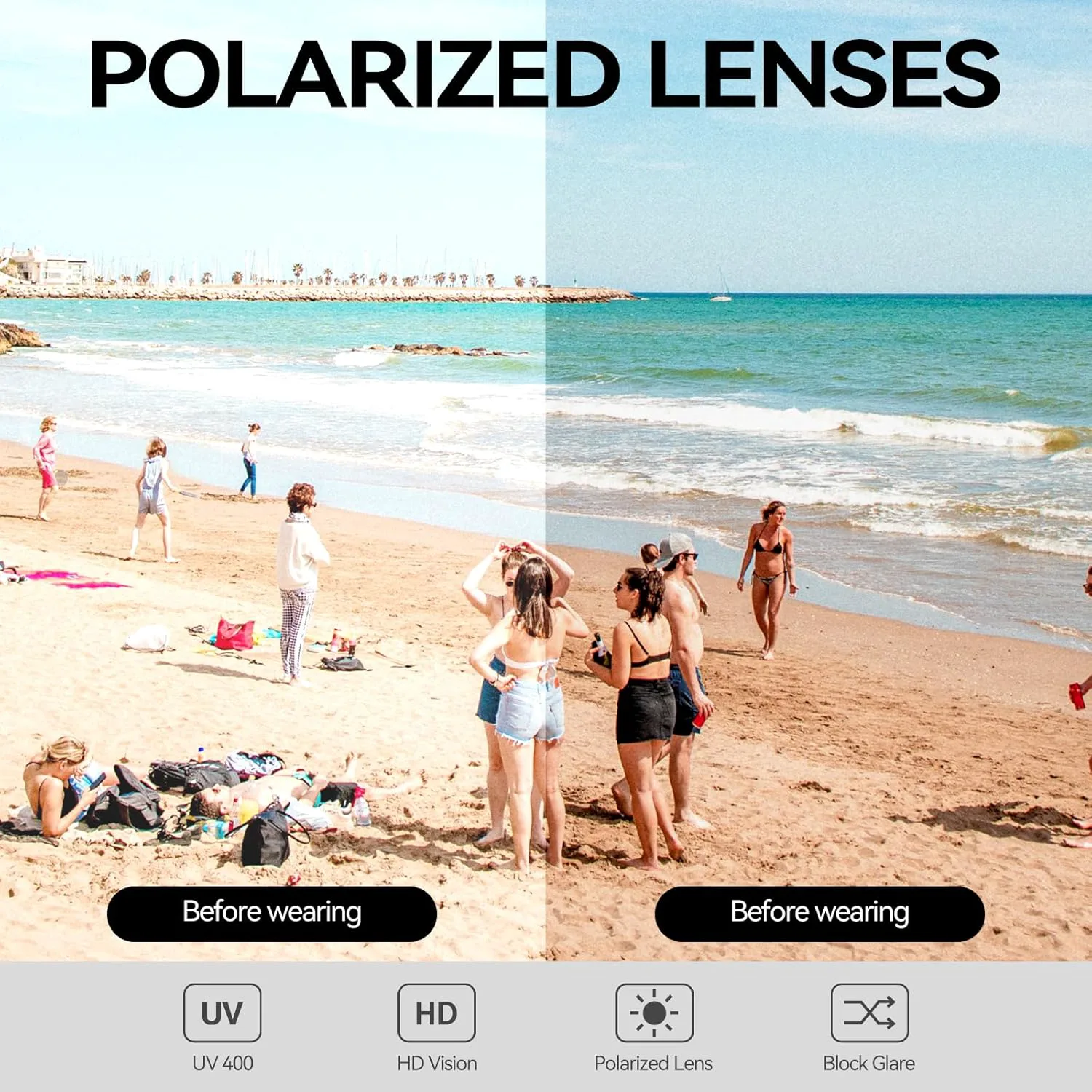 

Солнцезащитные очки LVIOE Fit Over для женщин и мужчин, поляризованные, с защитой от УФ-излучения UV400 LS5779, A05 Glossy Black Frame/ Black Polarized Lenses