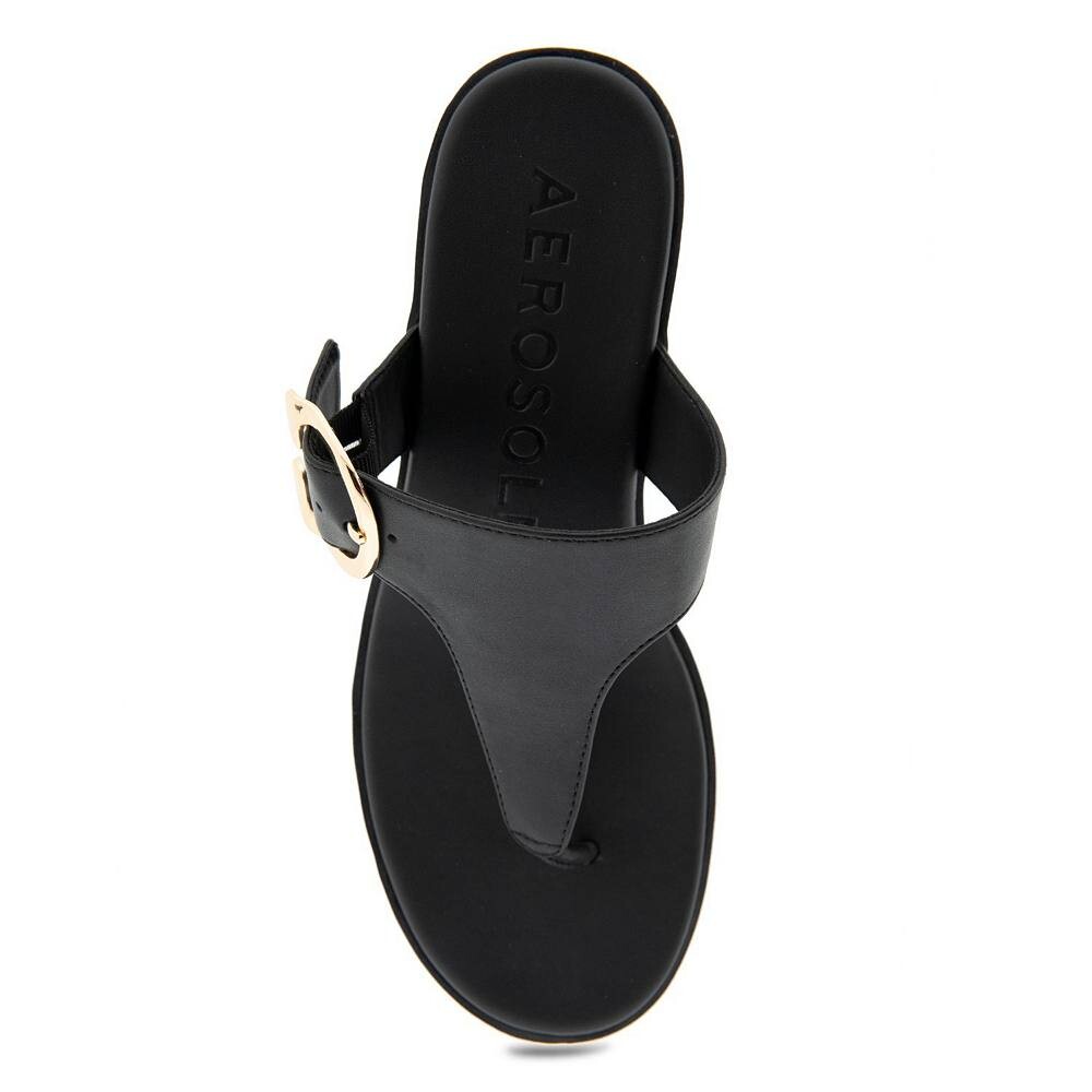 Женские босоножки на танкетке Aerosoles Izola, цвет Black Pu — фото 4