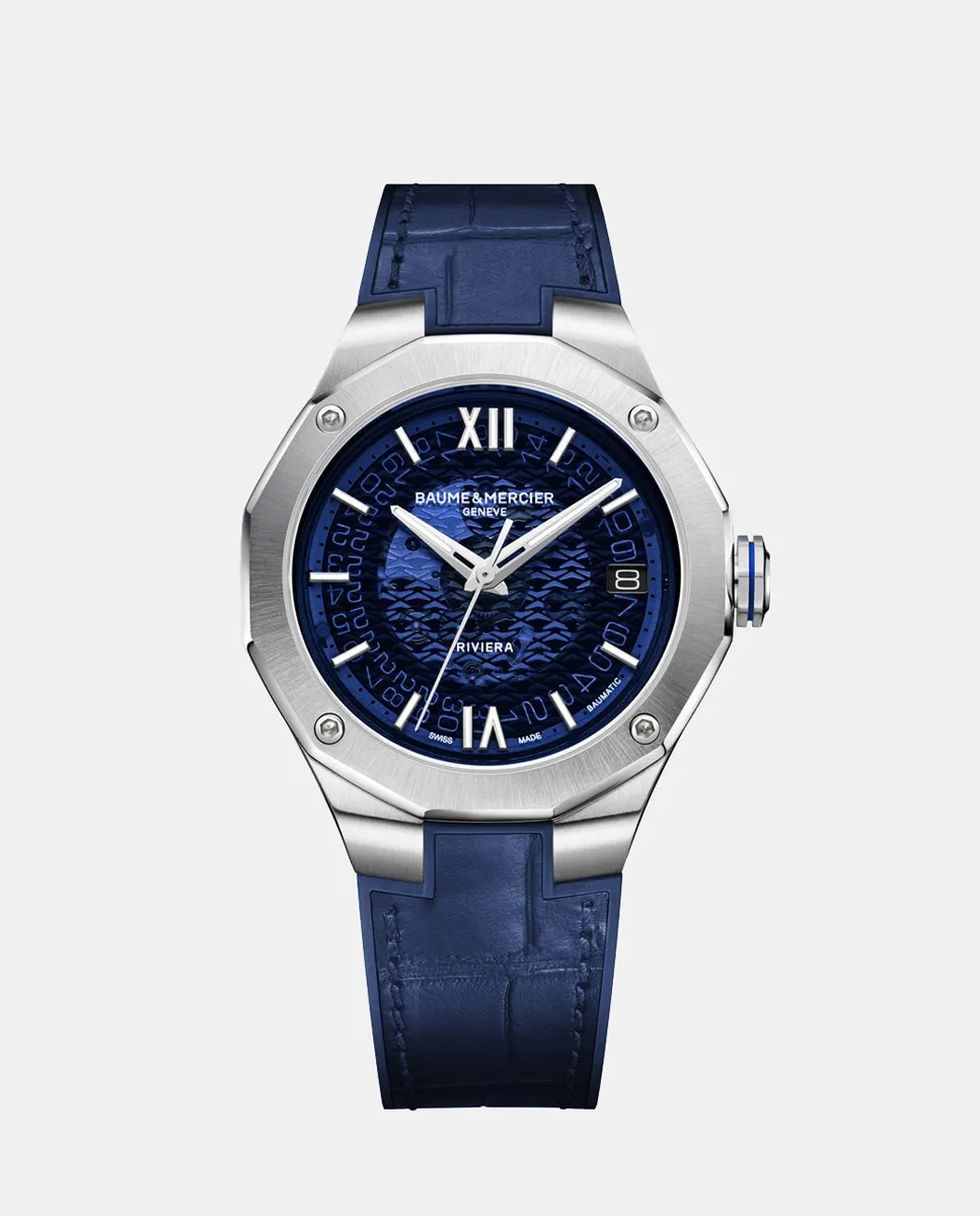 

Женские часы Riviera Baumatic M0A10714 с автоматическим механизмом из синей кожи и резины Baume & Mercier, синий
