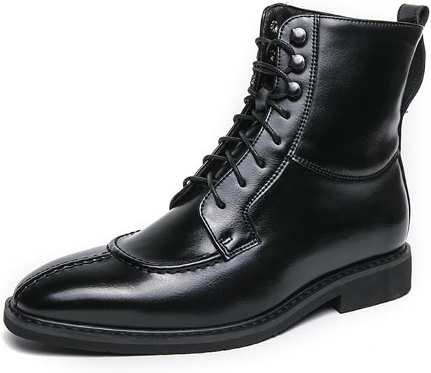 

Мужские кожаные ботинки Oxford с отделкой на носке, формальные, винтажные, с круглым носком, низким устойчивым каблуком, противоскользящие, мотоциклетные, ботинки-чукка до щиколотки для прогулок и работы Bangteuo, черный