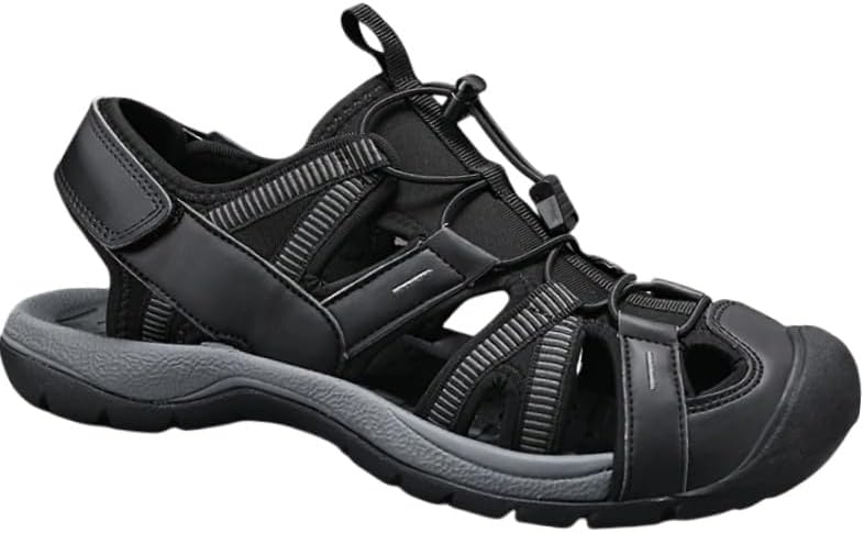 

Мужские дышащие сандалии с пряжками, удобная нескользящая резиновая подошва, прочная обувь для пляжа и воды, летние Clolinde, черный