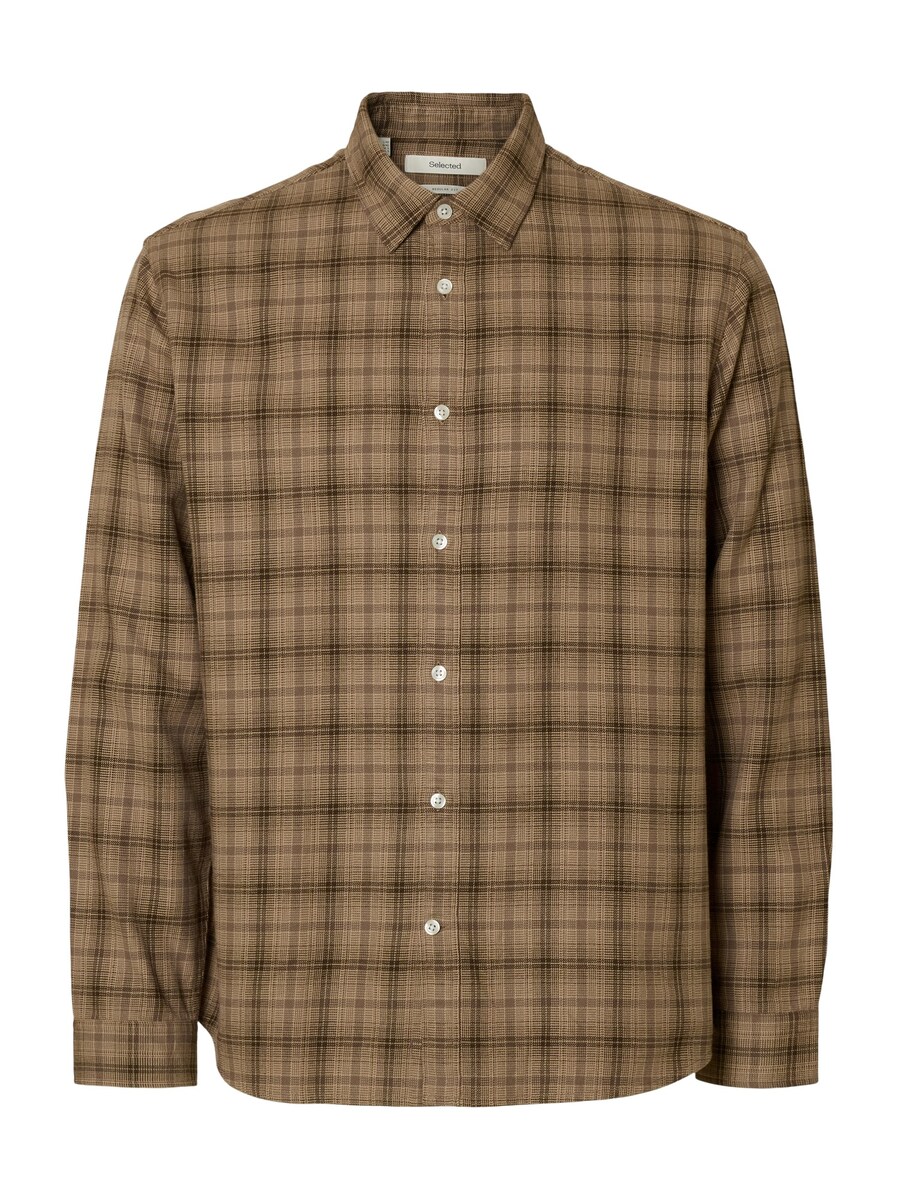 

Рубашка на пуговицах классического кроя SELECTED SLHNOAH, светло-коричневый/темно-коричневый